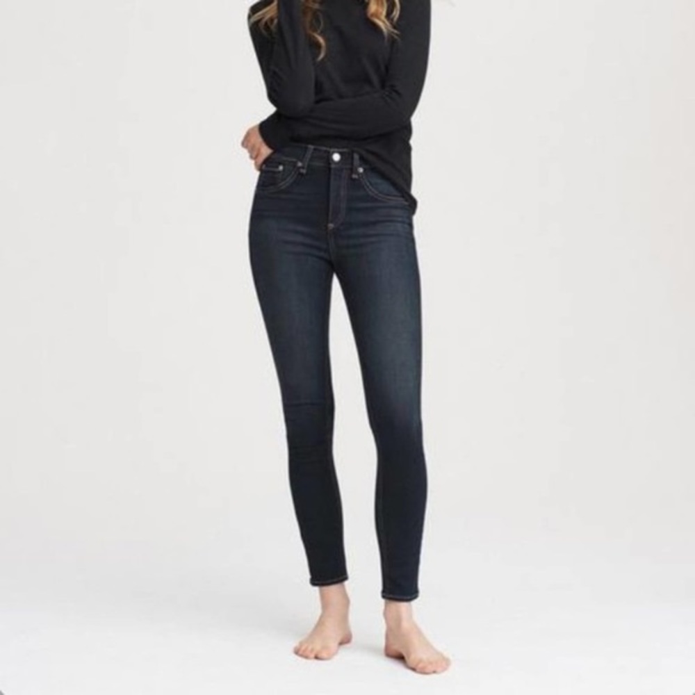 Rag & Bone mid rise stretch dark skinny jeans